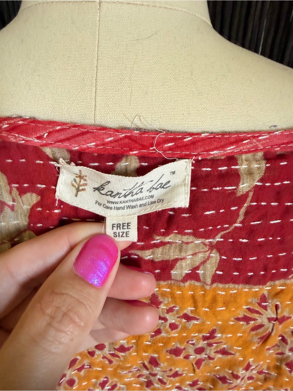 Kantha Bae Abundance Crop Top Long Sleeves Reversible Free Size - Picture 6 of 7
